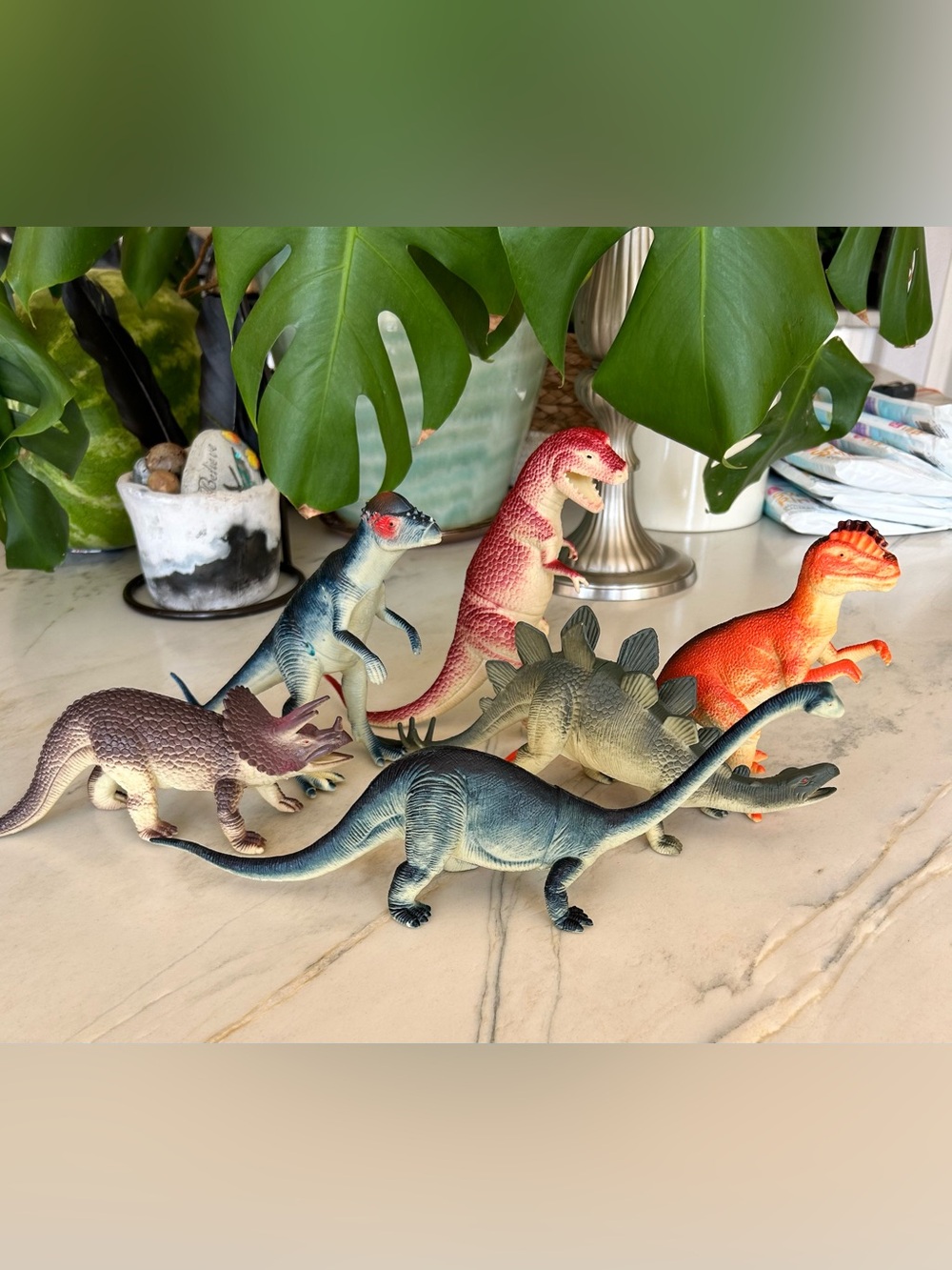 Lot of 6 Dinosaur Figures Toys T-Rex Triceratops Stegosaurus Kids Play Set New
